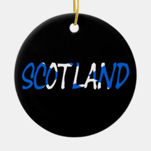 Scotland overlaid on Scottish Flag orncn Ceramic Ornament