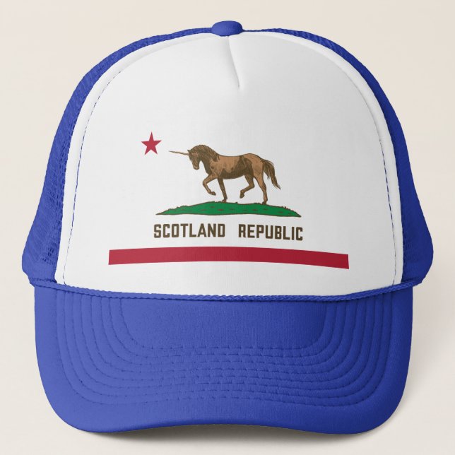 Scotland Republic California Flag Unicorn Trucker Hat (Front)