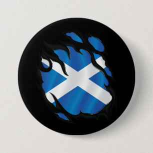 Scotland Ripped Flag 3 Inch Round Button
