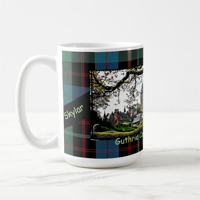 Scotland’s Guthrie Clan Castle-Tartan Nom Mug (Gauche)
