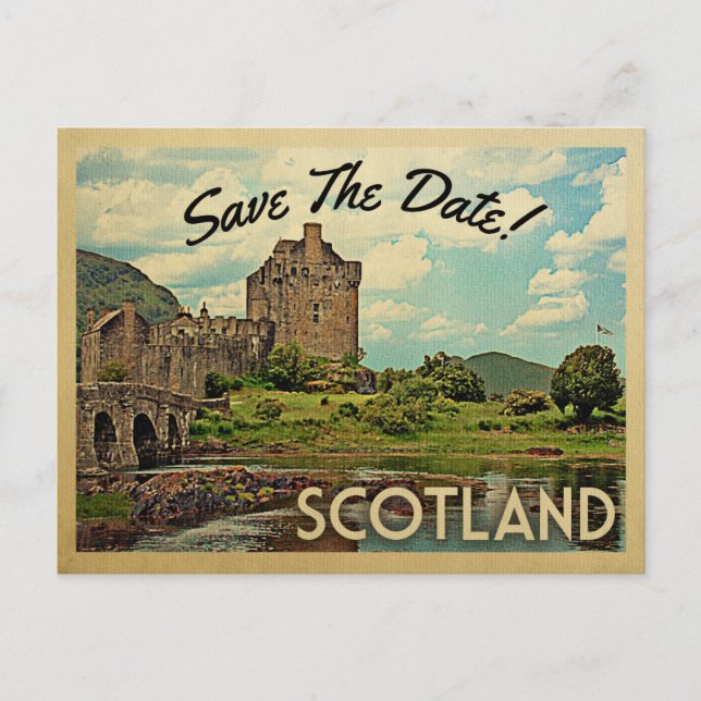Scotland Save The Date Eilean Donan Castle Announcement Postcard (Front)