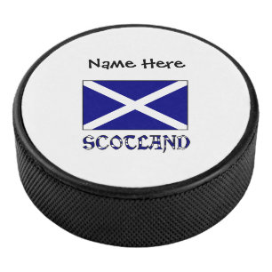 Scotland Scottish Flag Black Personalization Hockey Puck