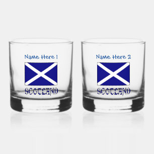 Scotland Scottish Flag Blue Personalization Whiskey Glass