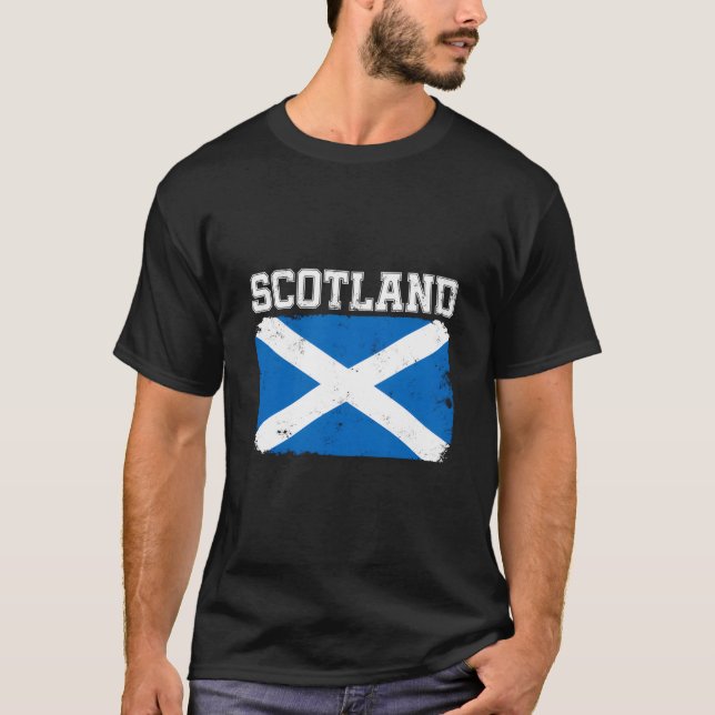 Scotland Scottish Flag Distressed T-Shirt (Front)