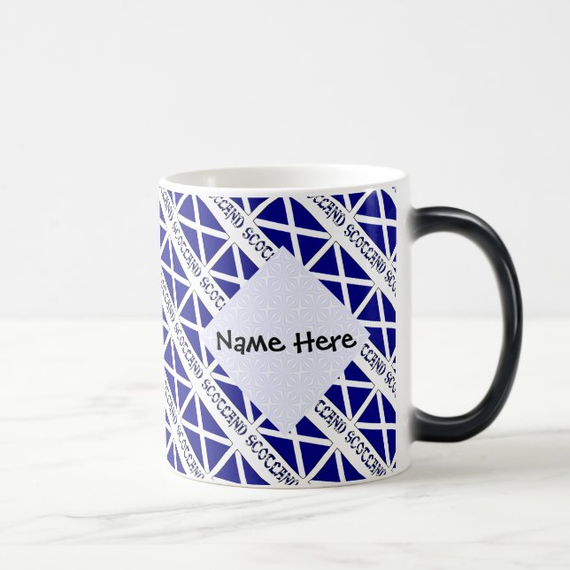 Scotland Scottish Flag Tiled Black Personalization Magic Mug (Right)