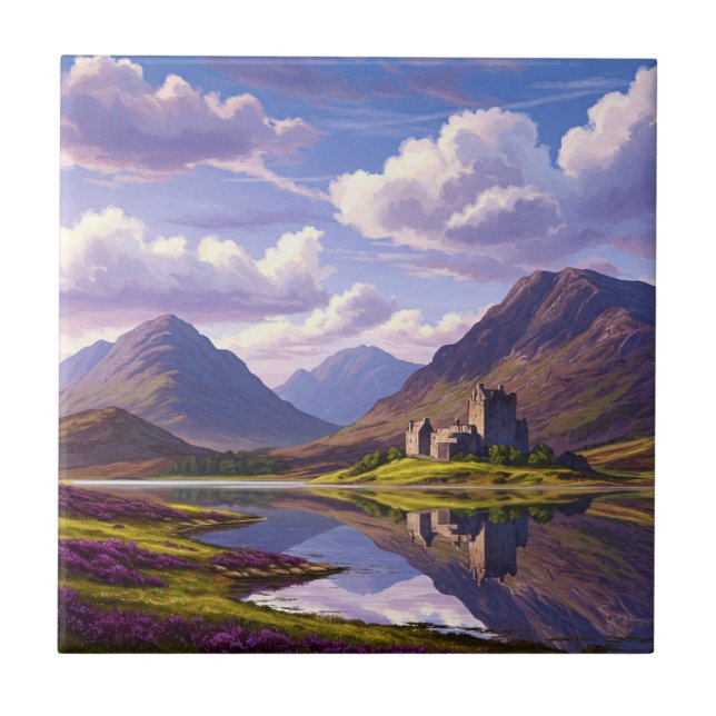 Scotland Scottish Highlands Castle Travel Tile (Front)