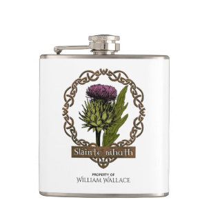 Scotland Scottish Thistle and Scots Gaelic Toast Hip Flask