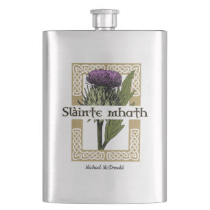 Scotland Scottish Thistle and Scots Gaelic Toast Hip Flask
