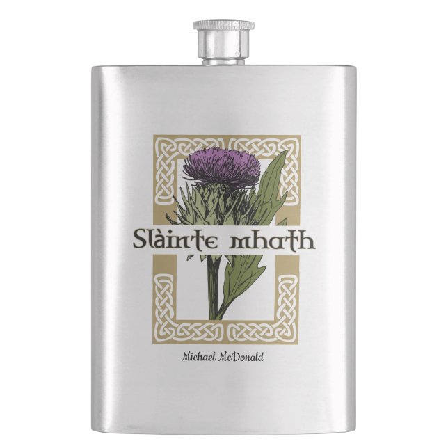 Scotland Scottish Thistle and Scots Gaelic Toast Hip Flask (Front)