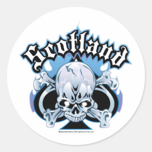 Scotland Skull and Ace Classic Round Sticker