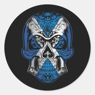 Scotland Skull And Roses Flag Classic Round Sticker