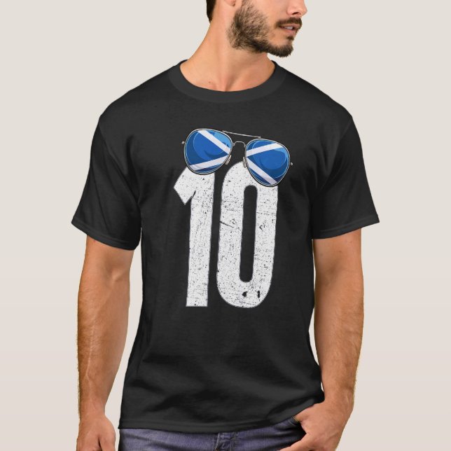 Scotland Soccer Player Number 10 Scotsman Flag T-Shirt (Front)