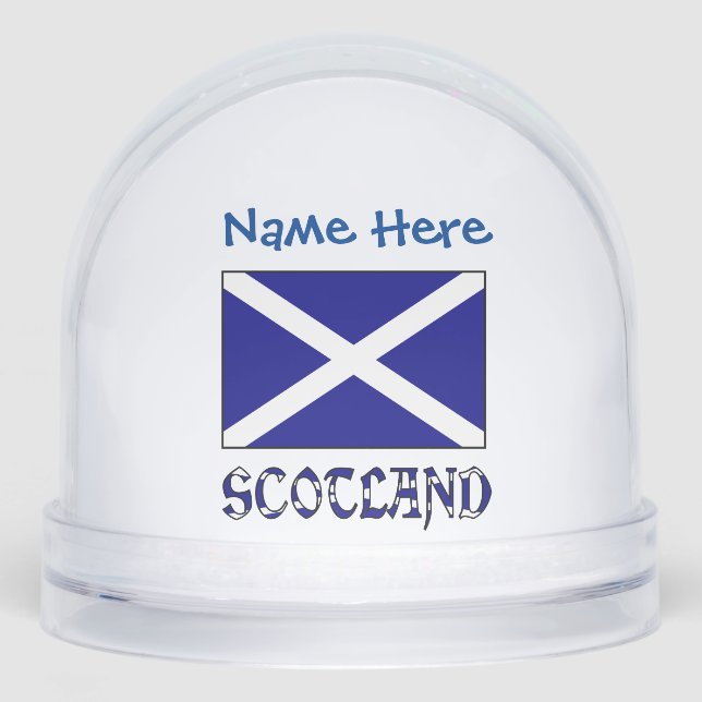 Scotland St. Andrew's Cross Flag Blue Personalized Snowglobe (Front)