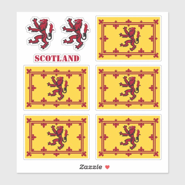 Scotland stickers, Rampant & Scottish Flag / Lion (Sheet)