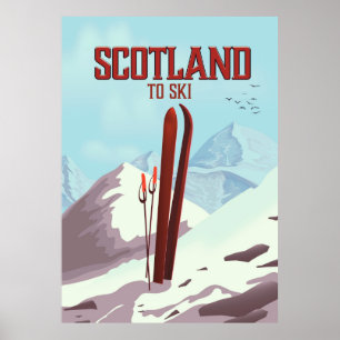 Scotland To Ski vintage travel poster