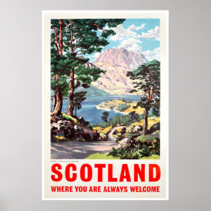Scotland Travel Poster Scottish Art Loch Maree And