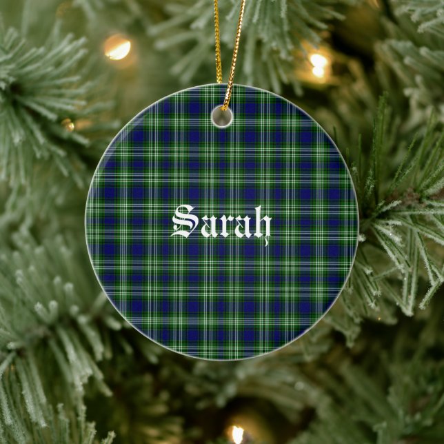 Scotland Tweedside District Tartan Personalized Ceramic Ornament (Tree)