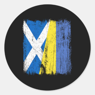 Scotland Ukraine Half Flag Scottish Ukrainian Heri Classic Round Sticker