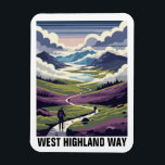 Scotland West Highland Way Travel Magnet<br><div class="desc">The West Highland Way is Scotland’s most famous long-distance trail, stretching about 96 miles (154 km) from Milngavie, just outside Glasgow, to Fort William at the foot of Ben Nevis. The route is a gradual journey from lowland woodlands into the raw drama of the Highlands, passing along the shores of...</div>