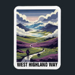 Scotland West Highland Way Travel Magnet<br><div class="desc">The West Highland Way is Scotland’s most famous long-distance trail, stretching about 96 miles (154 km) from Milngavie, just outside Glasgow, to Fort William at the foot of Ben Nevis. The route is a gradual journey from lowland woodlands into the raw drama of the Highlands, passing along the shores of...</div>