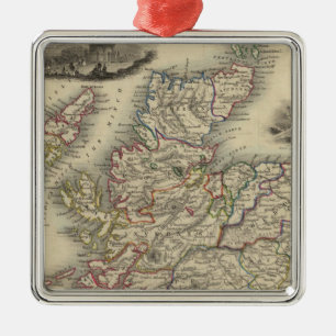 Scotland with inset map of the Shetland Islands Metal Ornament