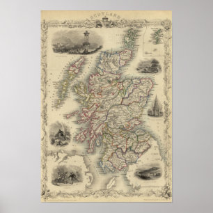 Scotland with inset map of the Shetland Islands Poster
