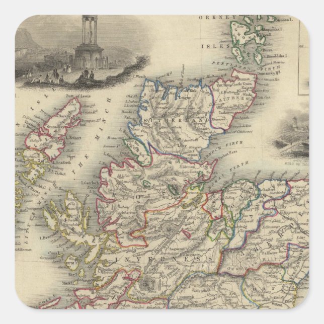 Scotland with inset map of the Shetland Islands Square Sticker (Front)