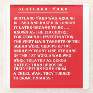 Scotland Yard the history of it London England Glass Coaster