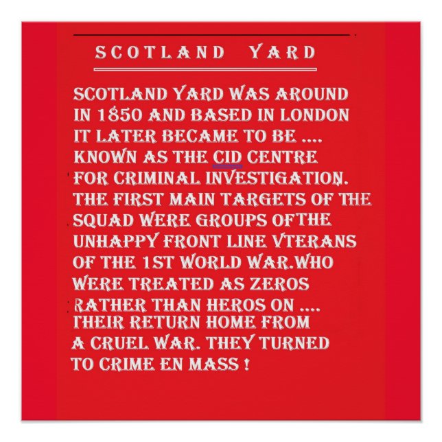 Scotland Yard the history of it London England Poster (Front)