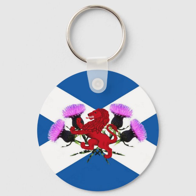 Scotland's Rampant lion, thistles Keychain (Front)
