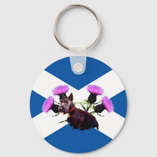 Scotland's Scottish terrier, thistle Keychain