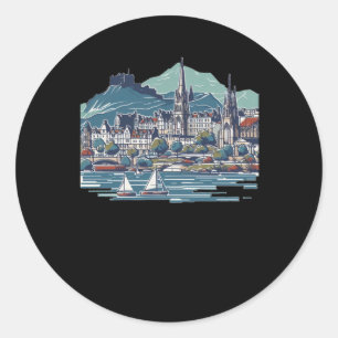 Scotland's Stunning 3d Sketch Isle Of Skye  Classic Round Sticker