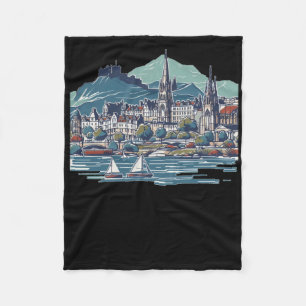 Scotland's Stunning 3d Sketch Isle Of Skye  Fleece Blanket