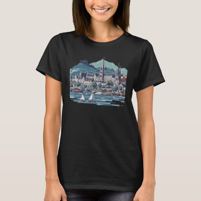 Scotland's Stunning 3d Sketch Isle Of Skye  T-Shirt (Front)