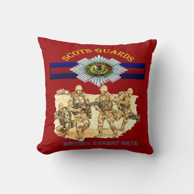 Scots Guards British Desert Rats Cushion. Throw Pillow (Front)