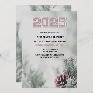 Scots pine 2025 New Year's Eve custom year  Invitation