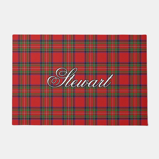 Scots Vista Clan Stewart Tartan Plaid Doormat (Front)