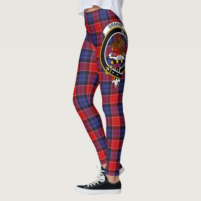 Scotstee Clan Graham of Menteith Red Crest Tartan  Leggings (Left)