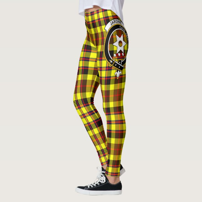 Scotstee Clan Jardine Yellow Crest Tartan Women Leggings (Left)