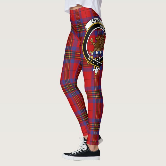 Scotstee Clan Leslie Modern Crest Tartan Women Leggings (Left)