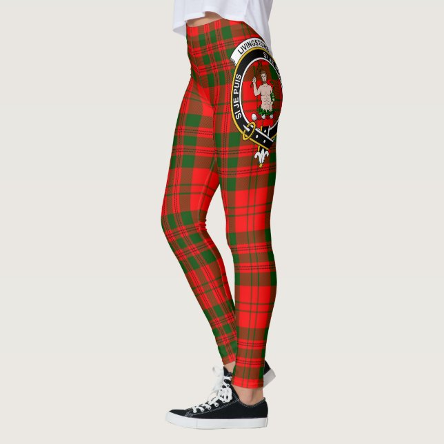 Scotstee Clan Livingstone Modern Crest Tartan Leggings (Left)