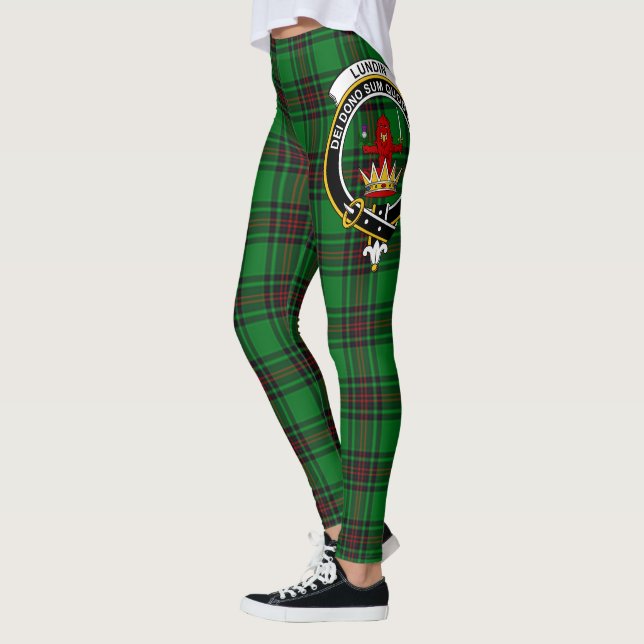 Scotstee Clan Lundin Crest Tartan Women Leggings (Left)