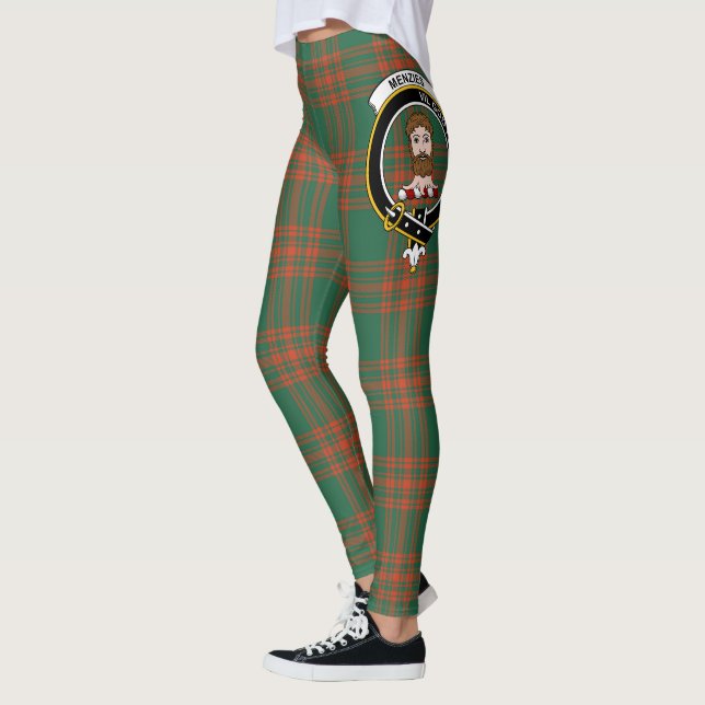 Scotstee Clan Menzies Green Ancient Crest Tartan Leggings (Left)