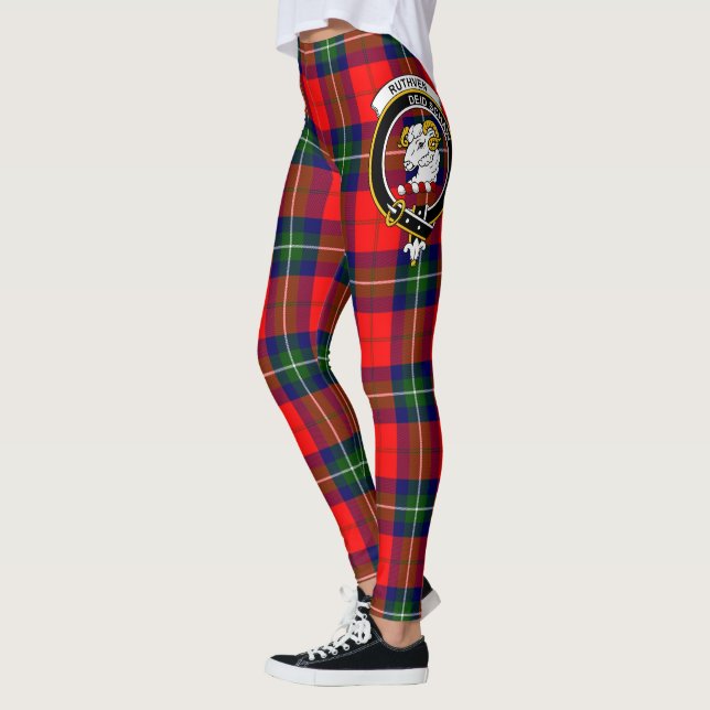 Scotstee Clan Ruthven Crest Tartan Women Leggings (Left)