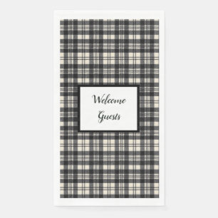 Scott Black and White Modern Scottish Clan Tartan Napkin