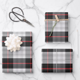 Scott Black White Modern Scottish Tartan  Wrapping Paper Sheet