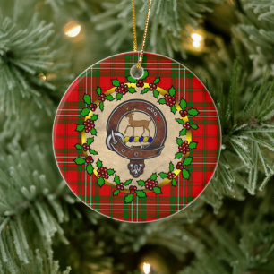 Scott Clan Badge & Tartan Personalized Christmas Ceramic Ornament