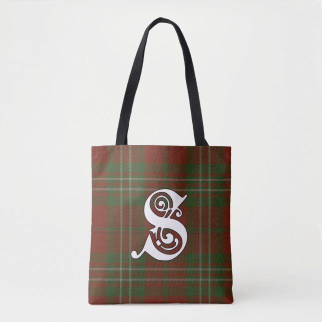 Scott Clan Tartan Monogram Tote Bag (Front)