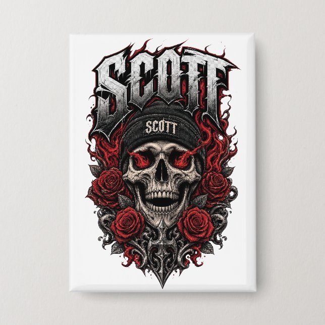 Scott Gothic Skull Personalized Name Design (Front)