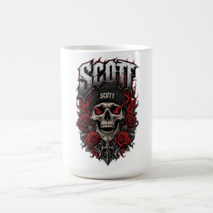 Scott Gothic Skull Personalized Name Design Coffee Mug